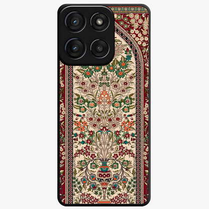 Persian Inspired Glass Case showing flat back view with ornate Persian style pattern artwork and glossy glass finish.