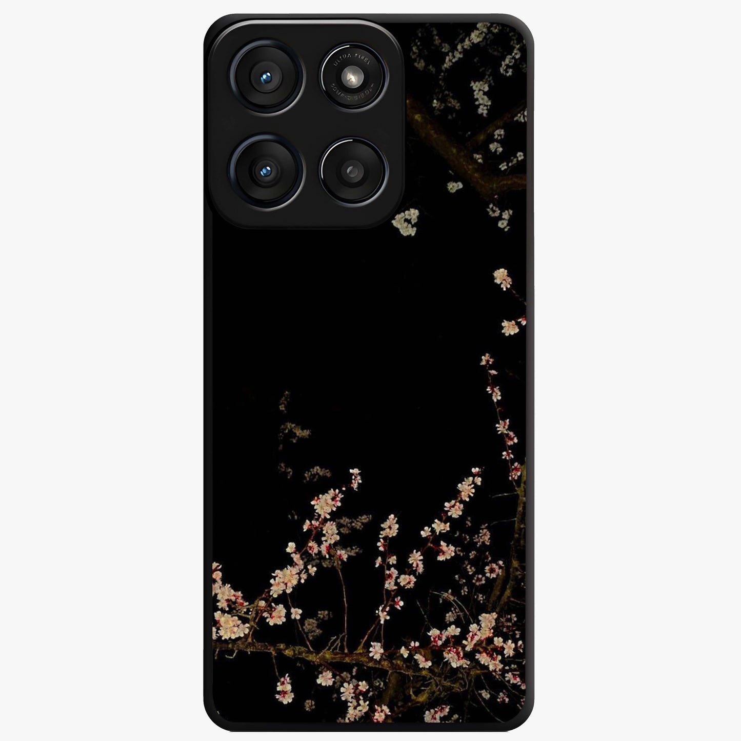 Petal Moon Light With Custom Name Glass Case showing flat back view with floral moonlight artwork and personalized name design.
