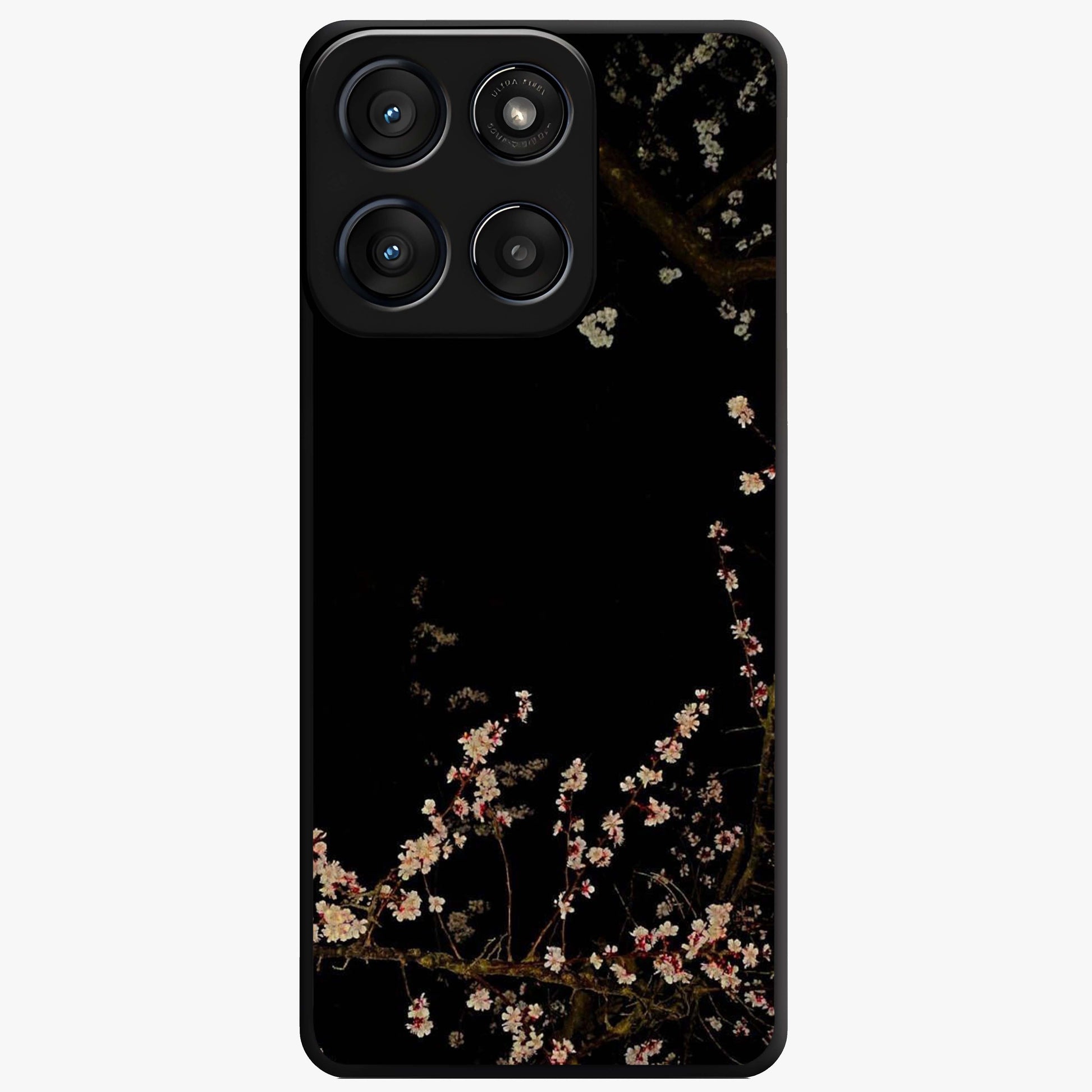 Petal Moon Light With Custom Name Glass Case showing flat back view with floral moonlight artwork and personalized name design.
