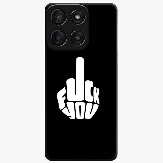Rebel Mode On Glass Case showing flat back view with bold rebellious typography artwork and glossy glass finish.
