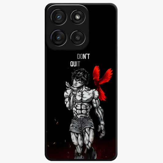 Rise Beyond Limits Glass Case showing flat back view with motivational typography artwork and glossy glass finish.