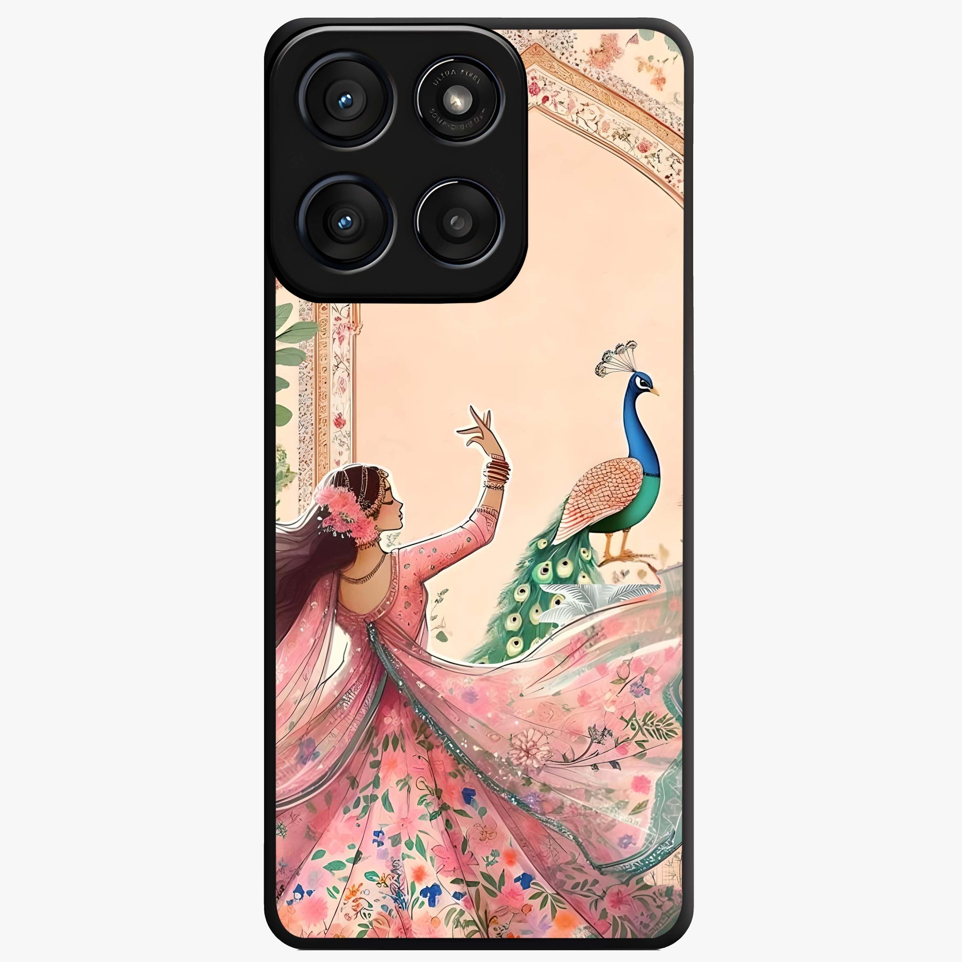 Royal Grace Muse Glass Case showing flat back view with elegant artistic artwork and glossy glass finish.