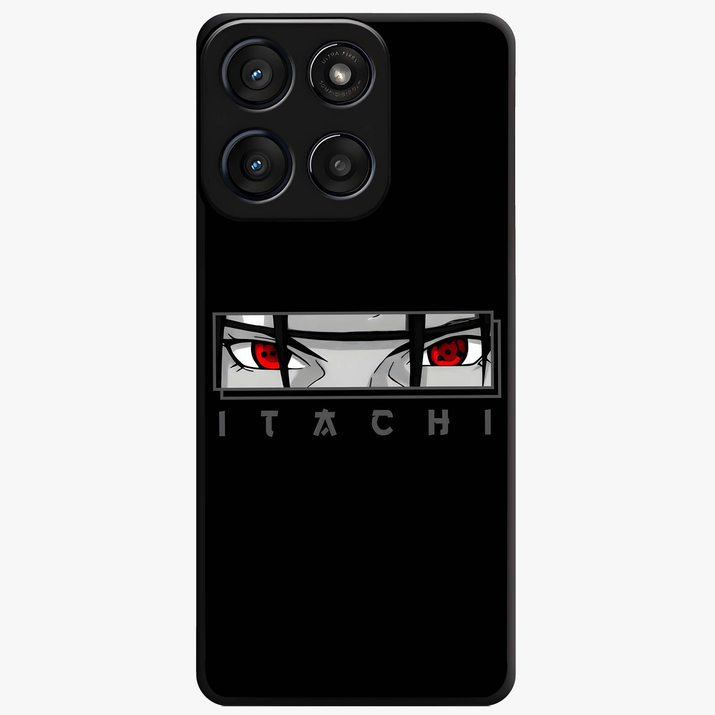 Scarlet Gaze Dominance Glass Case showing flat back view with striking red themed artwork and glossy glass finish.