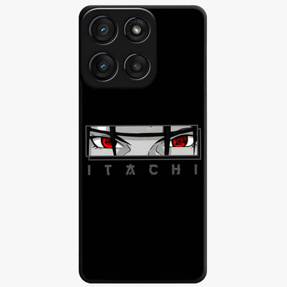 Scarlet Gaze Dominance Glass Case showing flat back view with striking red themed artwork and glossy glass finish.