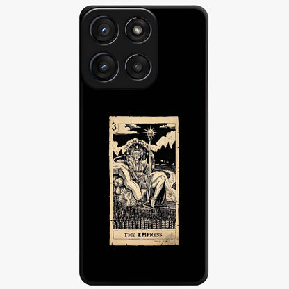 The Empress Glass Case showing flat back view with regal feminine artwork and glossy glass finish.