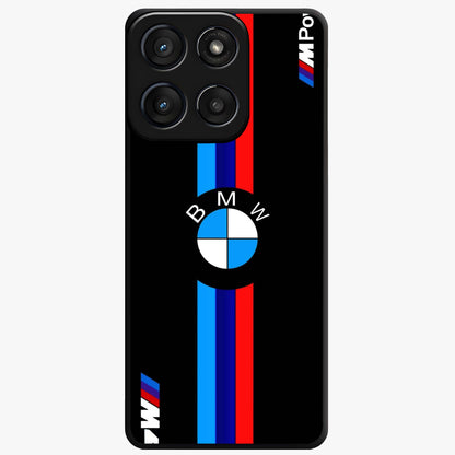 Turbo BMW Beast Glass Case showing flat back view with high performance sports car artwork and glossy glass finish.