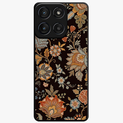 Vintage Floral Dream Glass Case showing flat back view with classic floral artwork and glossy glass finish.