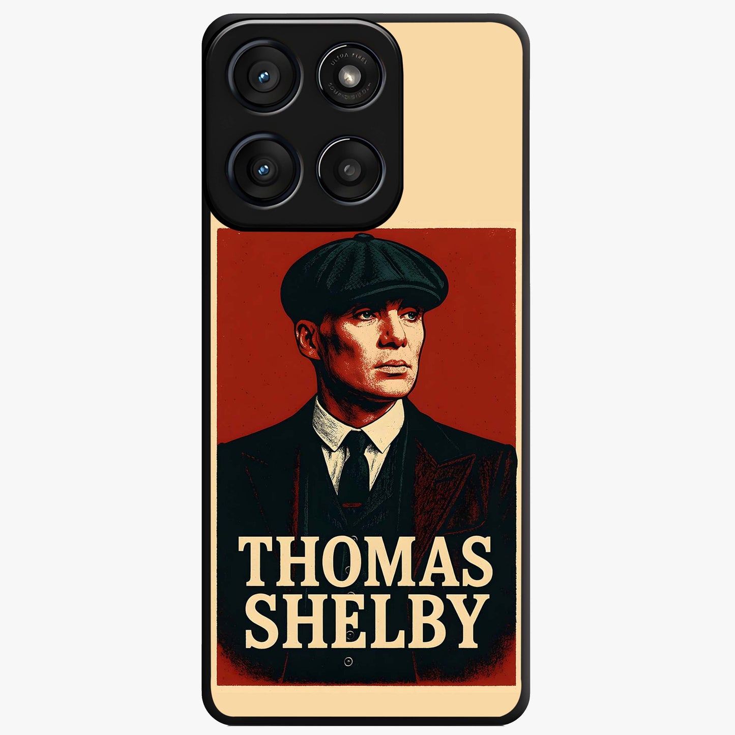 Vintage Mafia Authority Glass Case showing flat back view with bold vintage mafia inspired artwork and glossy glass finish.