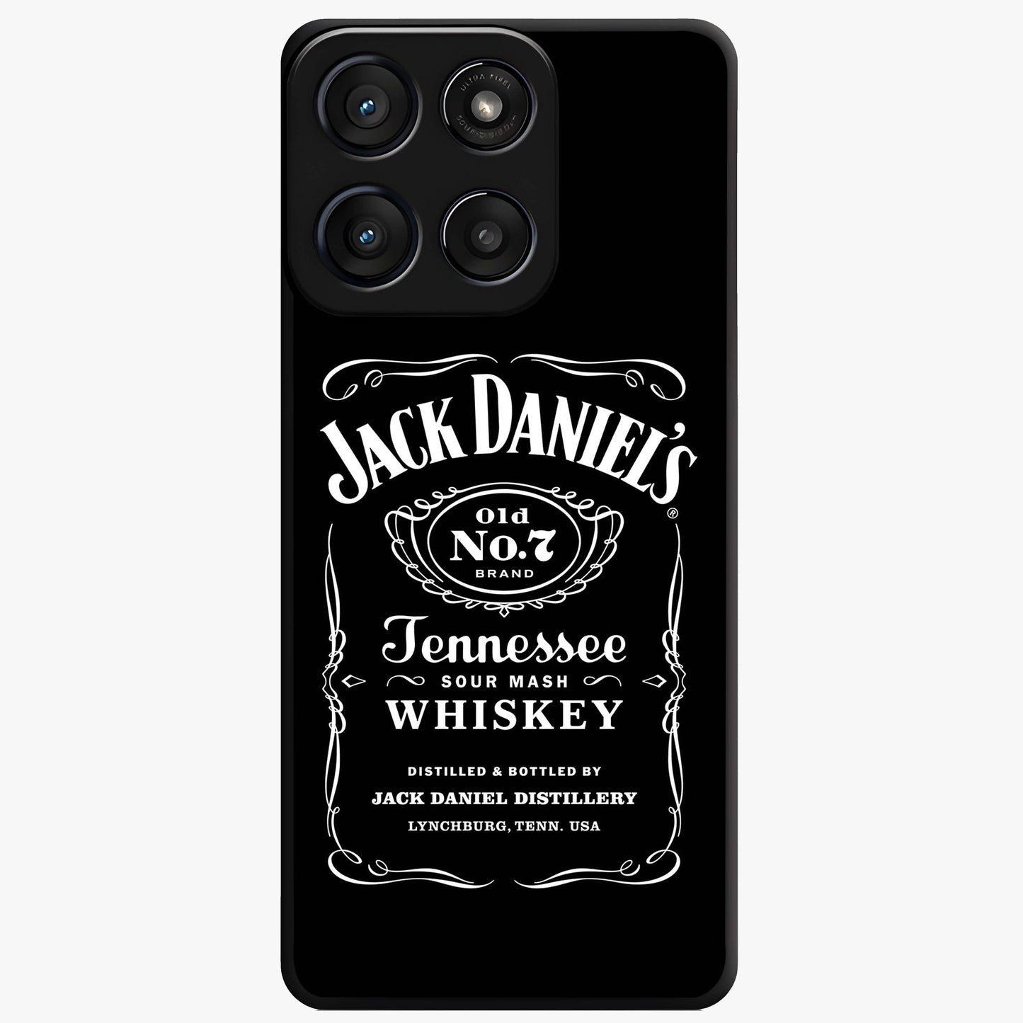 Vintage Whiskey Heritage Glass Case showing flat back view with classic whiskey inspired artwork and glossy glass finish.
