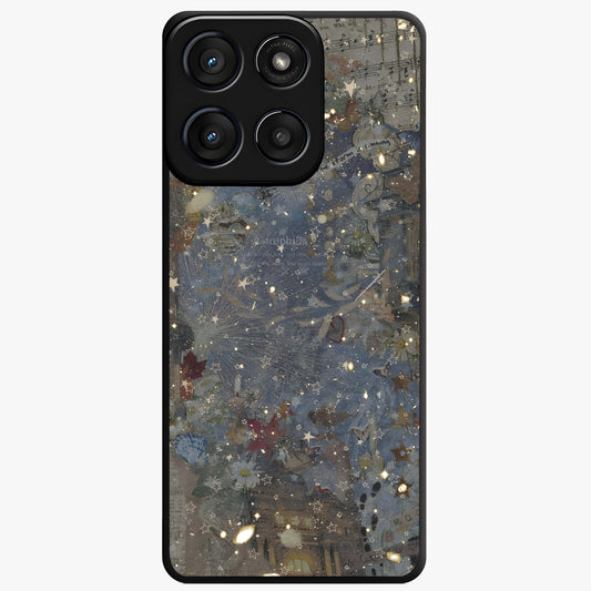 Aesthetic Astrolophia Glass Case showing flat back view with dreamy aesthetic design and glossy glass finish.