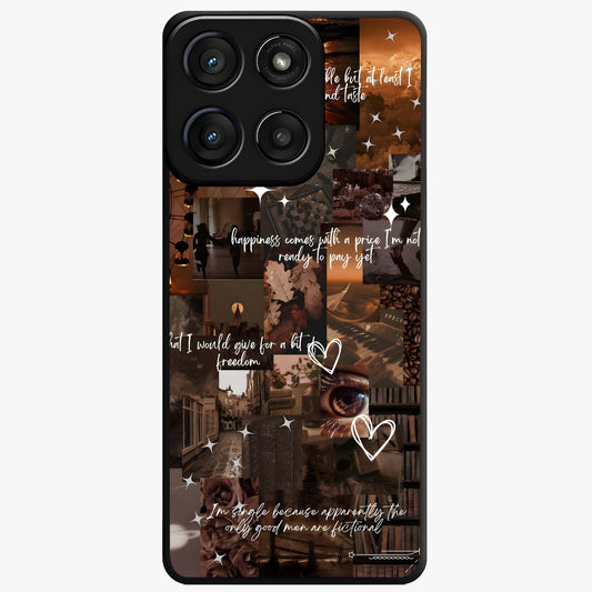 Bittersweet Aesthetic Chaos Glass Case showing flat back view with artistic chaotic aesthetic design and glossy glass finish.