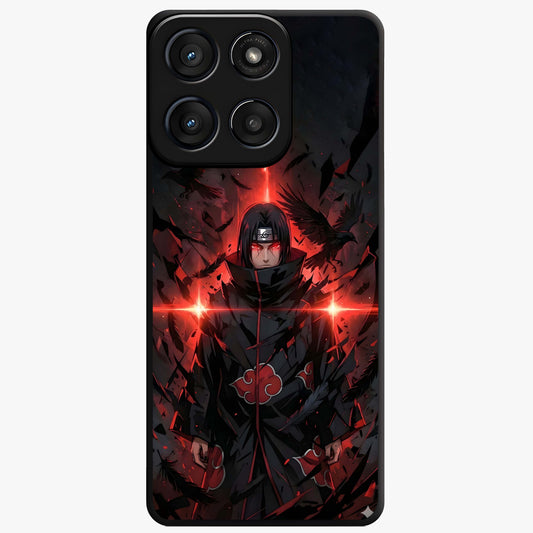 Focused Blade Discipline Glass Case showing flat back view with warrior sword themed artwork and glossy glass finish.