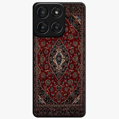 Heritage Carpet Royale Glass Case showing flat back view with ornate Persian carpet inspired pattern and glossy glass finish.