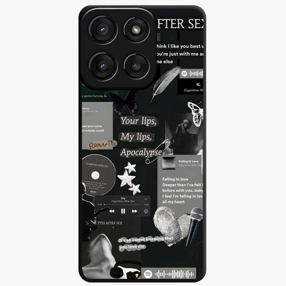 Midnight Love Echo Glass Case showing flat back view with romantic midnight themed artwork and glossy glass finish.