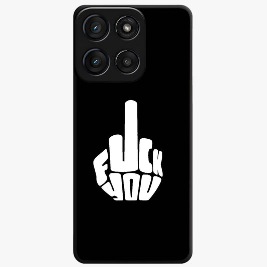 Rebel Mode On Glass Case showing flat back view with bold rebellious typography artwork and glossy glass finish.