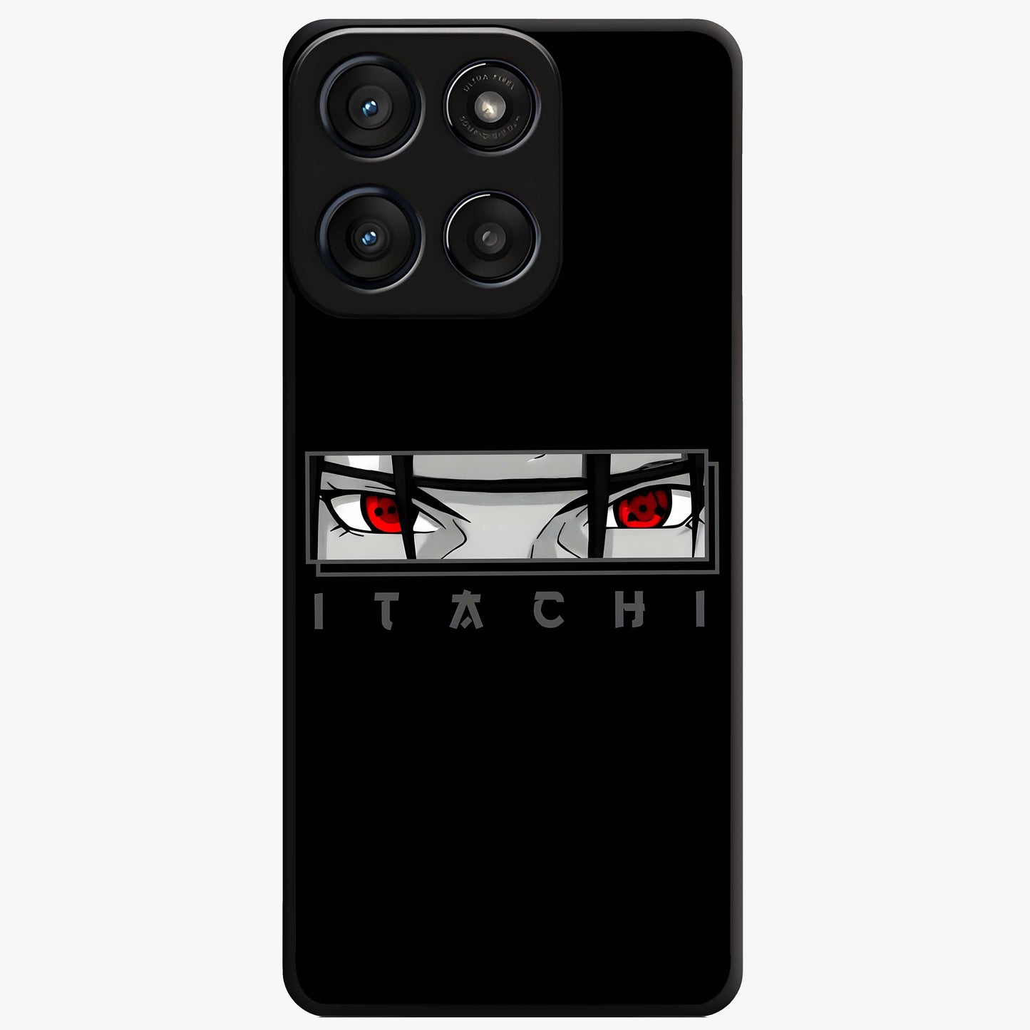 Scarlet Gaze Dominance Glass Case showing flat back view with striking red themed artwork and glossy glass finish.