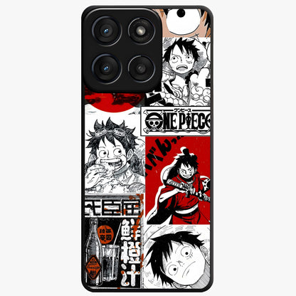 Strawhat Chaos Panels Glass Case showing flat back view with anime inspired chaos panel artwork and glossy glass finish.