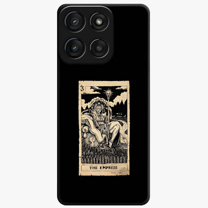 The Empress Glass Case showing flat back view with regal feminine artwork and glossy glass finish.