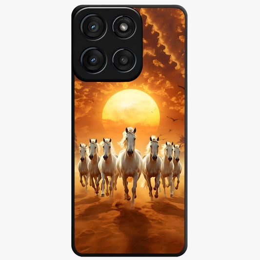 Wild Sunset Majesty Glass Case showing flat back view with majestic sunset landscape artwork and glossy glass finish.
