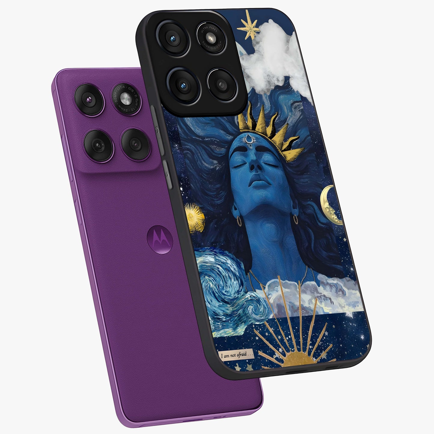 Aesthetic Lord Shiva Glass Case displayed in angled mockup highlighting spiritual Shiva illustration and sacred aesthetic design.