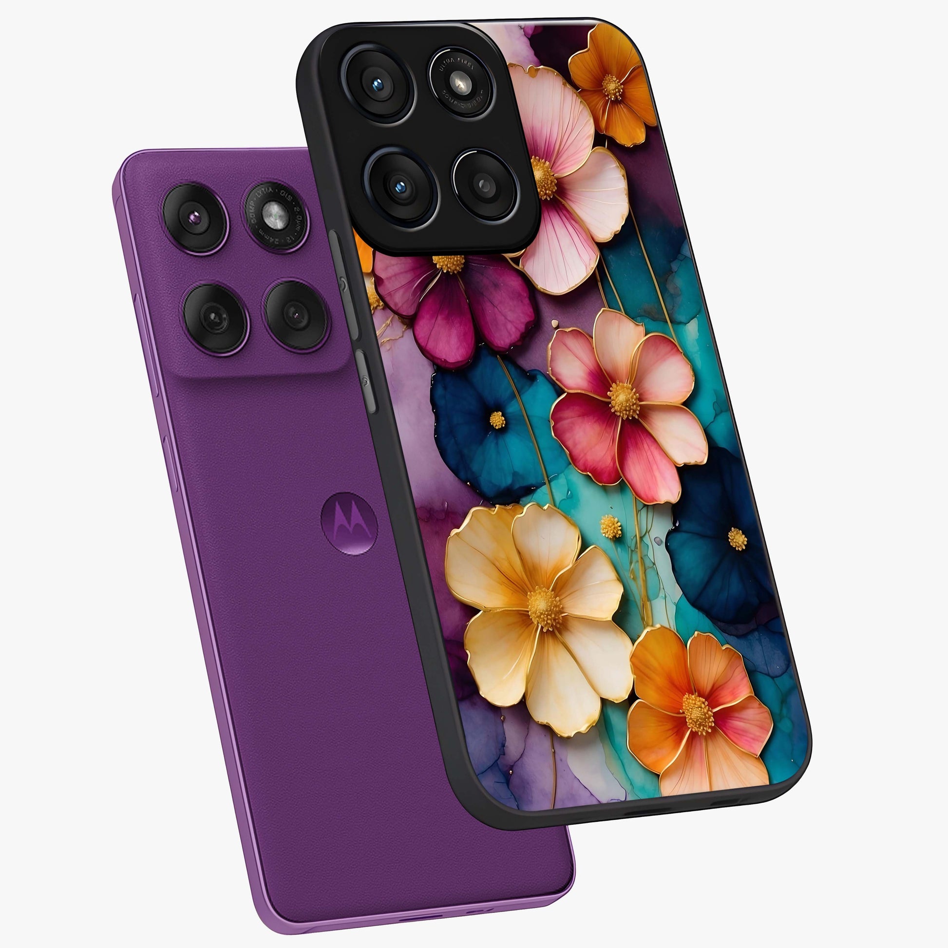 Artlyn Grace Flower Pattern Glass Case displayed in angled mockup highlighting delicate flower pattern design and smooth glass surface.