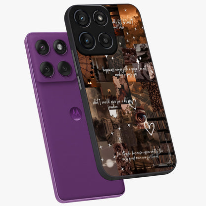 Bittersweet Aesthetic Chaos Glass Case displayed in angled mockup highlighting expressive abstract artwork and edgy aesthetic theme.