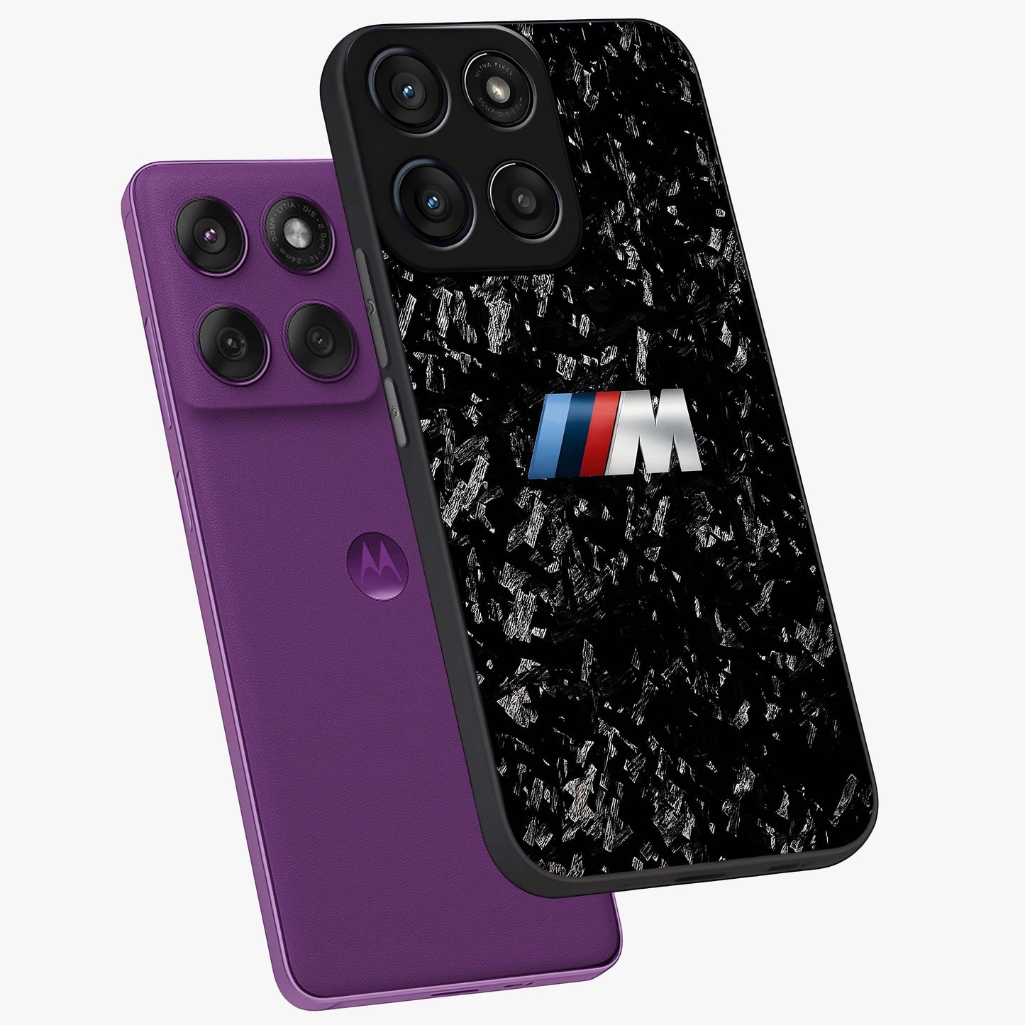 Carbon Speed Mark Glass Case displayed in angled mockup highlighting racing inspired carbon design and sleek aesthetic style.