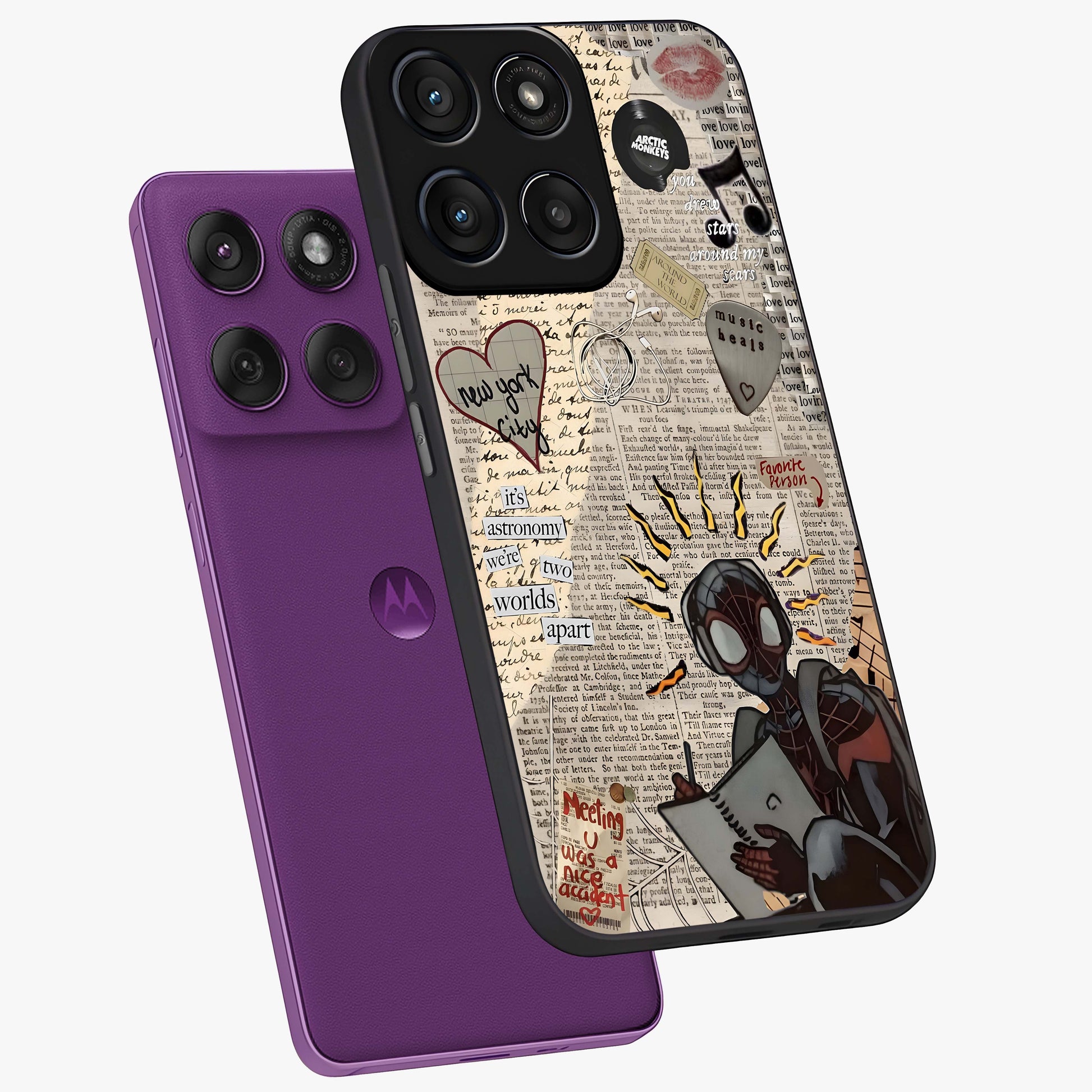 City Dream Sketch Glass Case displayed in angled mockup highlighting minimal city illustration with aesthetic sketch style.
