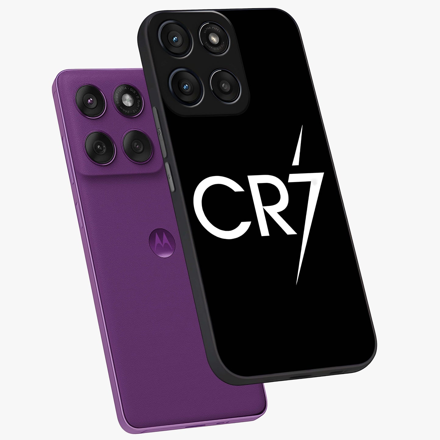 Cr7 Elite Strike Glass Case displayed in angled mockup highlighting powerful sports graphic with bold athletic theme.
