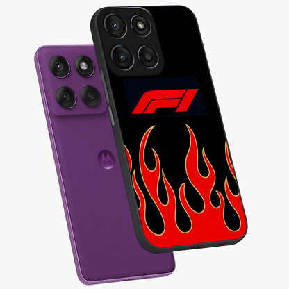 Fire F11 Glass Case displayed in angled mockup highlighting bold fire inspired graphic with energetic aesthetic style.