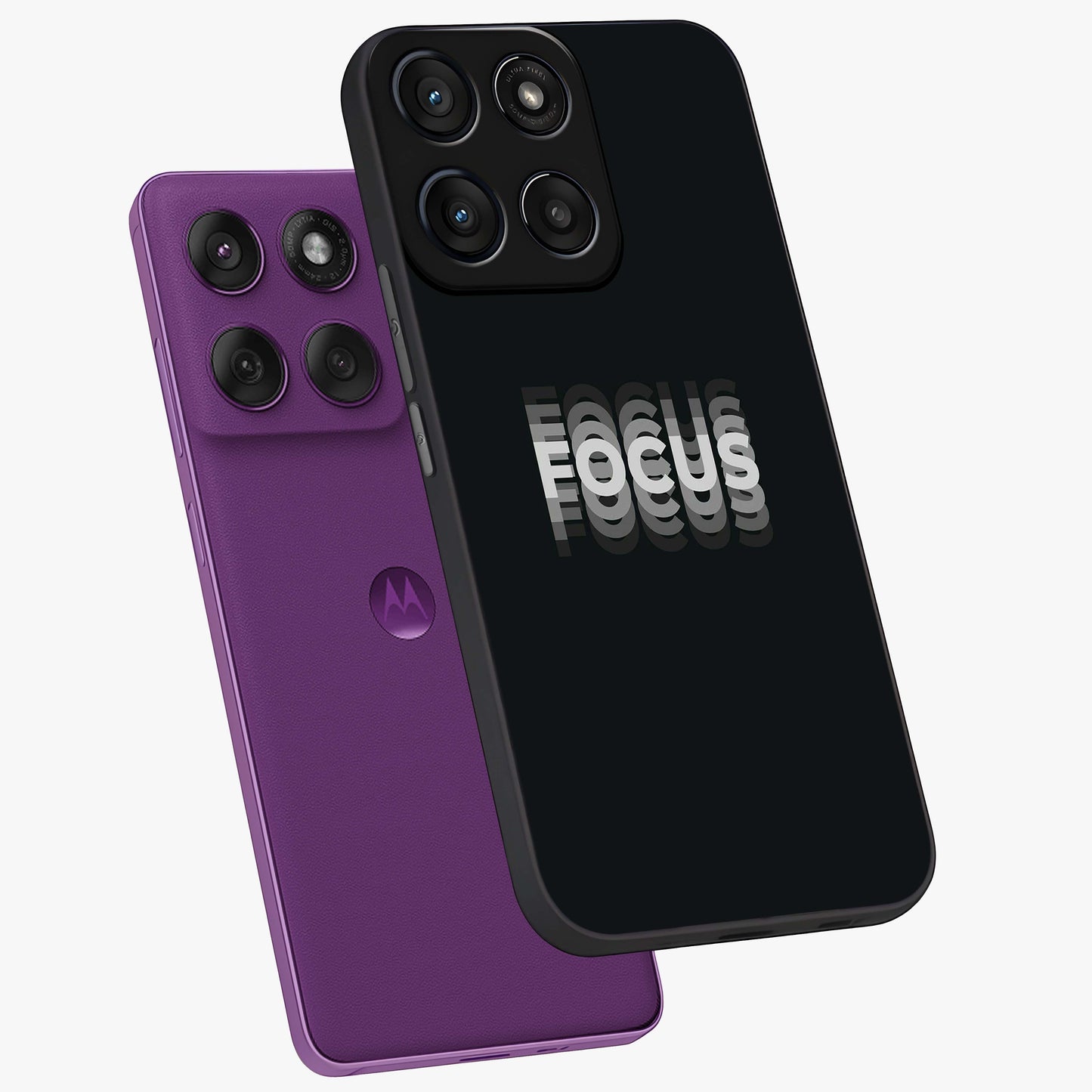 Focus Mode On Glass Case displayed in angled mockup highlighting clean minimal text artwork with modern aesthetic style.