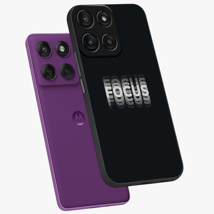 Focus Mode On Glass Case displayed in angled mockup highlighting clean minimal text artwork with modern aesthetic style.