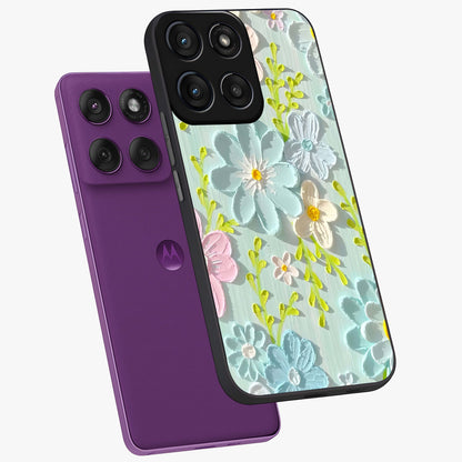 Frosted Petal Garden Glass Case displayed in angled mockup highlighting delicate flower petal design with calm garden aesthetic.