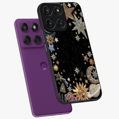 Galactic Jewel Stars Glass Case displayed in angled mockup highlighting shining celestial star design with cosmic aesthetic style.
