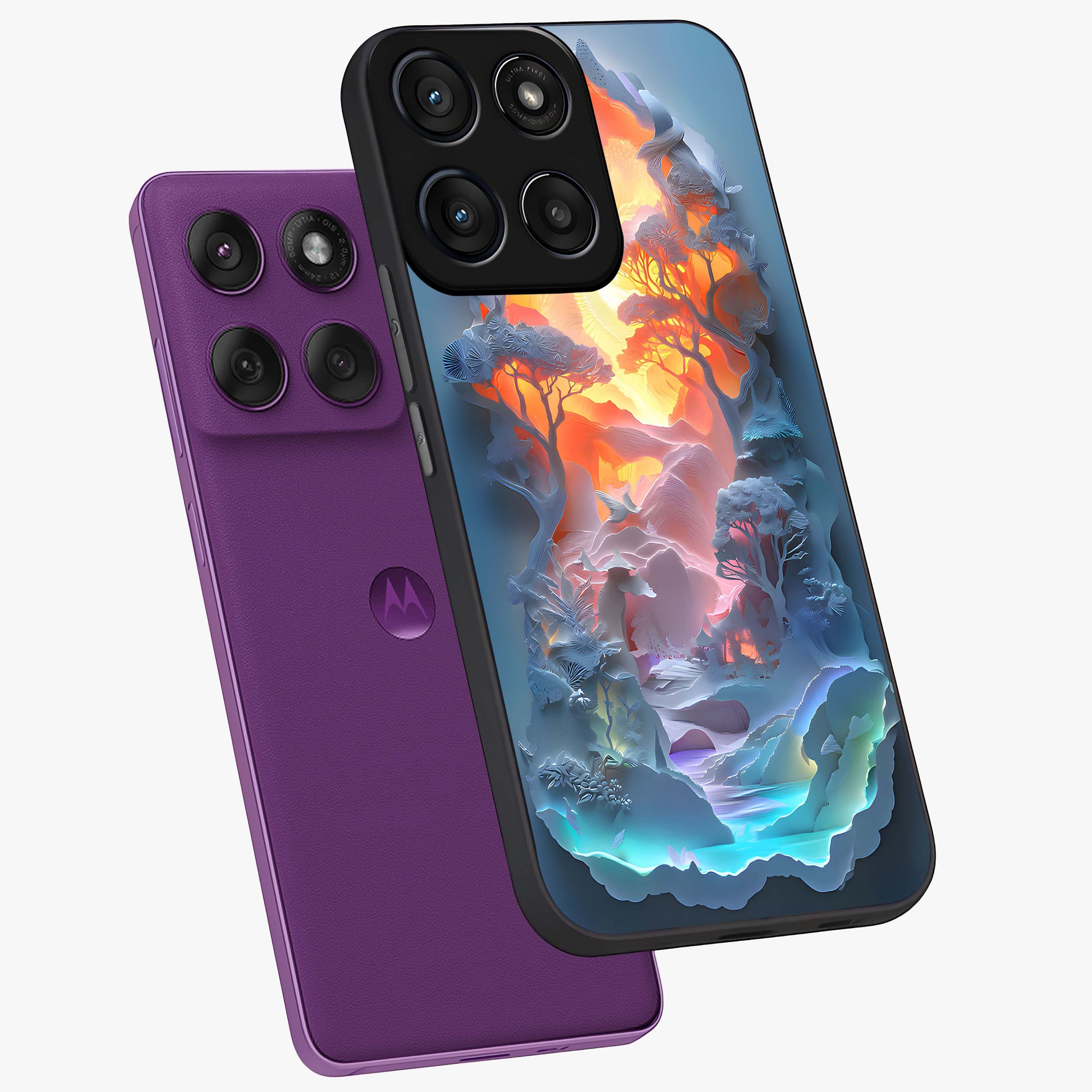 Glow Forest Portal Glass Case displayed in angled mockup highlighting mystical forest design with magical glowing aesthetic.