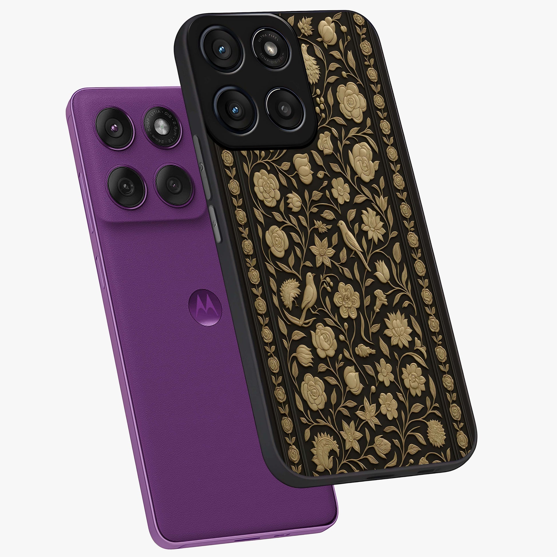 Golden Evil Eye Mandala Glass Case displayed in angled mockup highlighting protective evil eye symbol with golden mandala design.