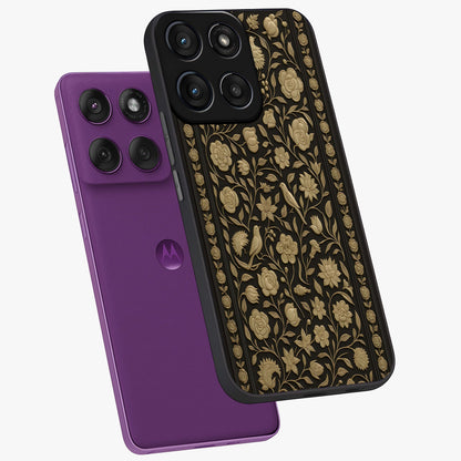 Golden Evil Eye Mandala Glass Case displayed in angled mockup highlighting protective evil eye symbol with golden mandala design.