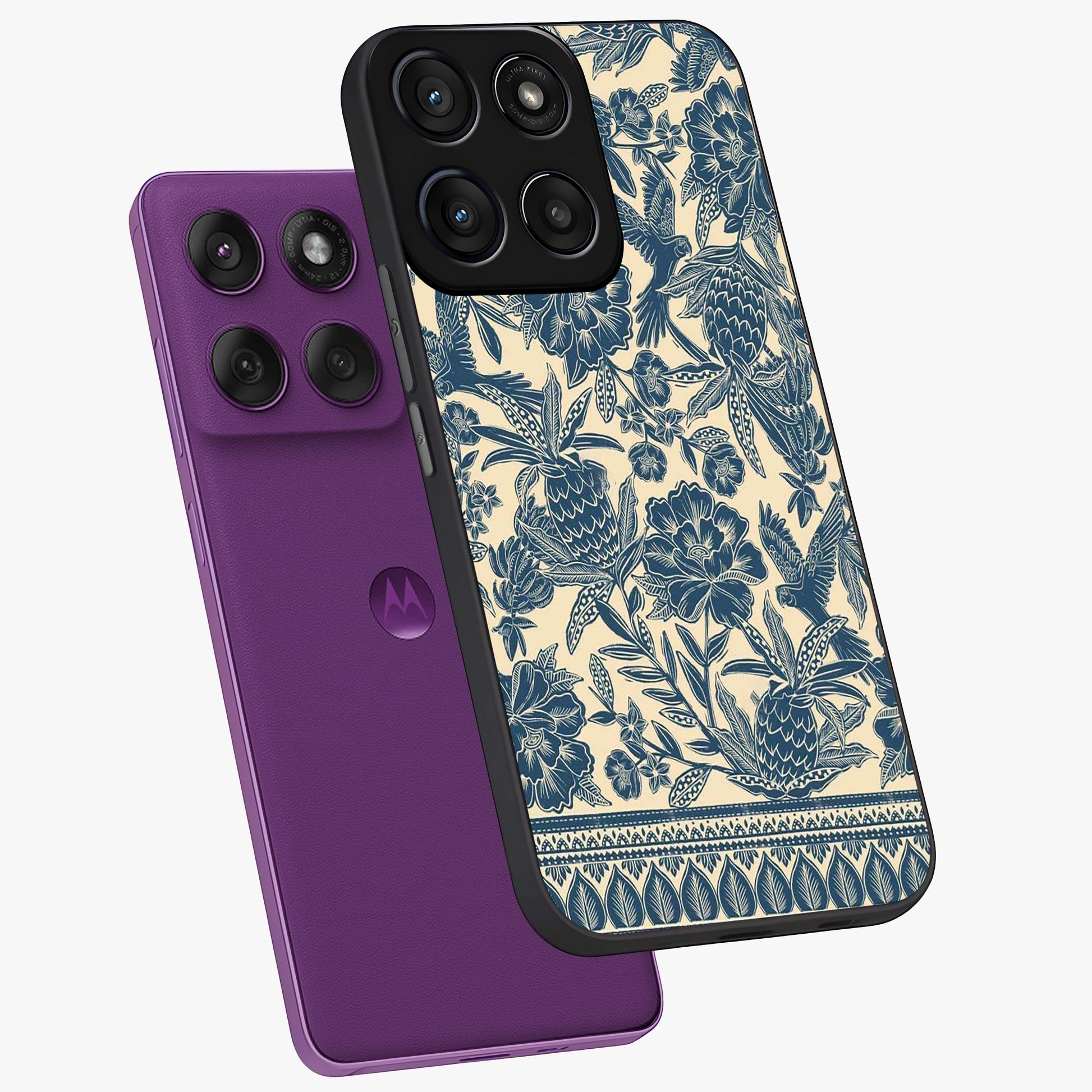 Heirloom Wild Bloom Glass Case displayed in angled mockup highlighting botanical bloom design with classic aesthetic style.