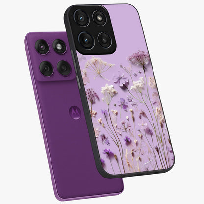 Lavender Blossom Dream Glass Case displayed in angled mockup highlighting dreamy lavender flower design with calming aesthetic style.