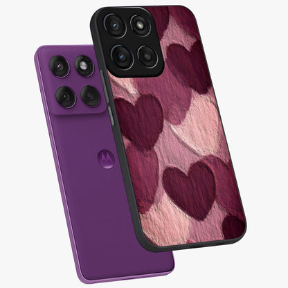 Layered Paper Hearts Glass Case displayed in angled mockup highlighting creative paper craft heart design with romantic aesthetic.