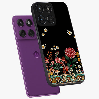 Midnight Bloom Pattern Glass Case displayed in angled mockup highlighting elegant flower design with midnight aesthetic style.