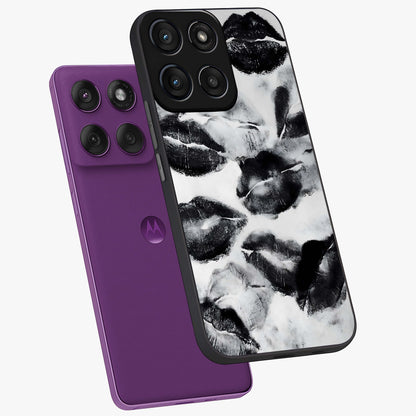 Midnight Kiss Marks Glass Case displayed in angled mockup highlighting playful romantic design with bold midnight aesthetic.