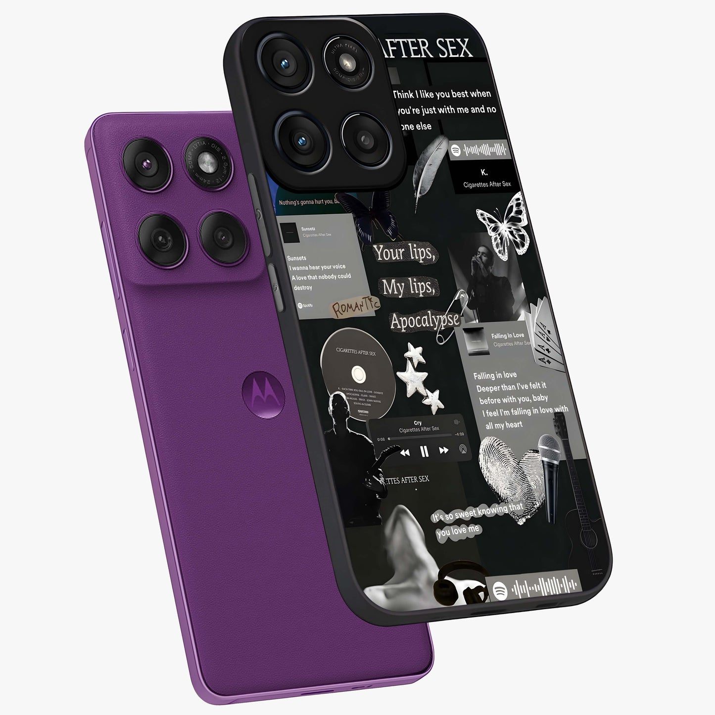 Midnight Love Echo Glass Case displayed in angled mockup highlighting elegant love inspired design with deep aesthetic style.