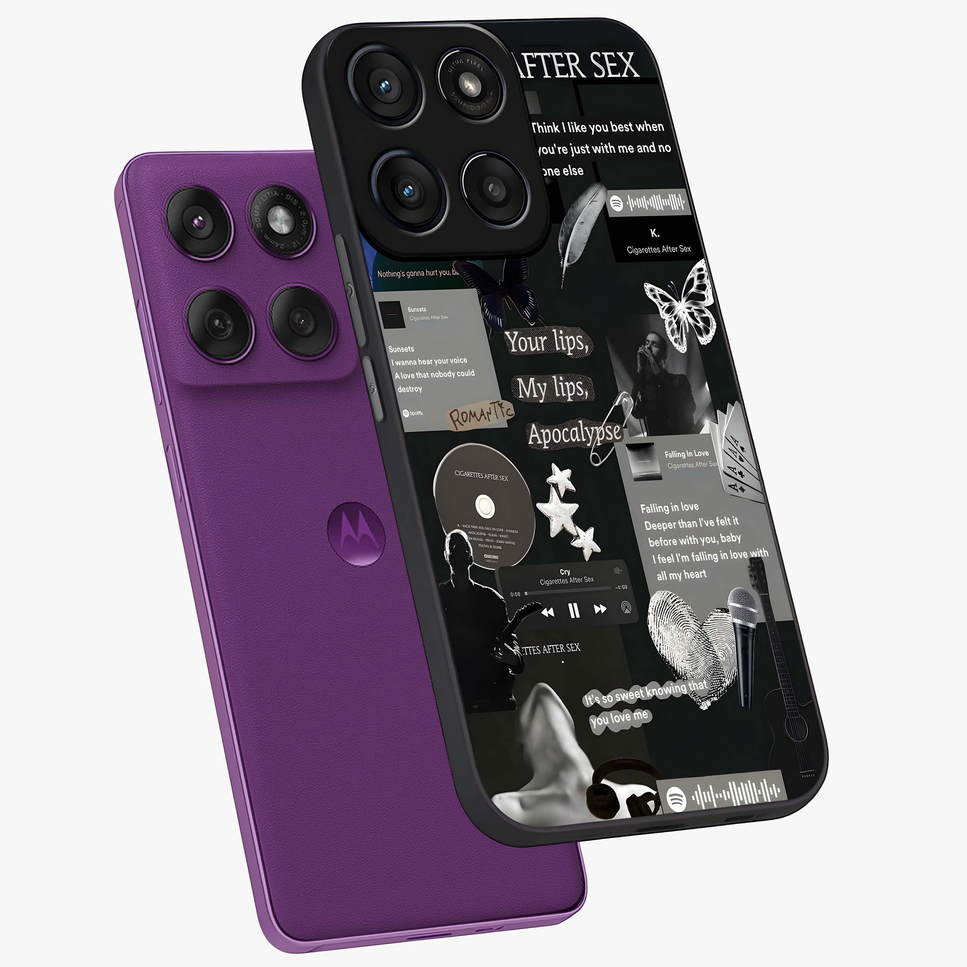 Midnight Love Echo Glass Case displayed in angled mockup highlighting elegant love inspired design with deep aesthetic style.