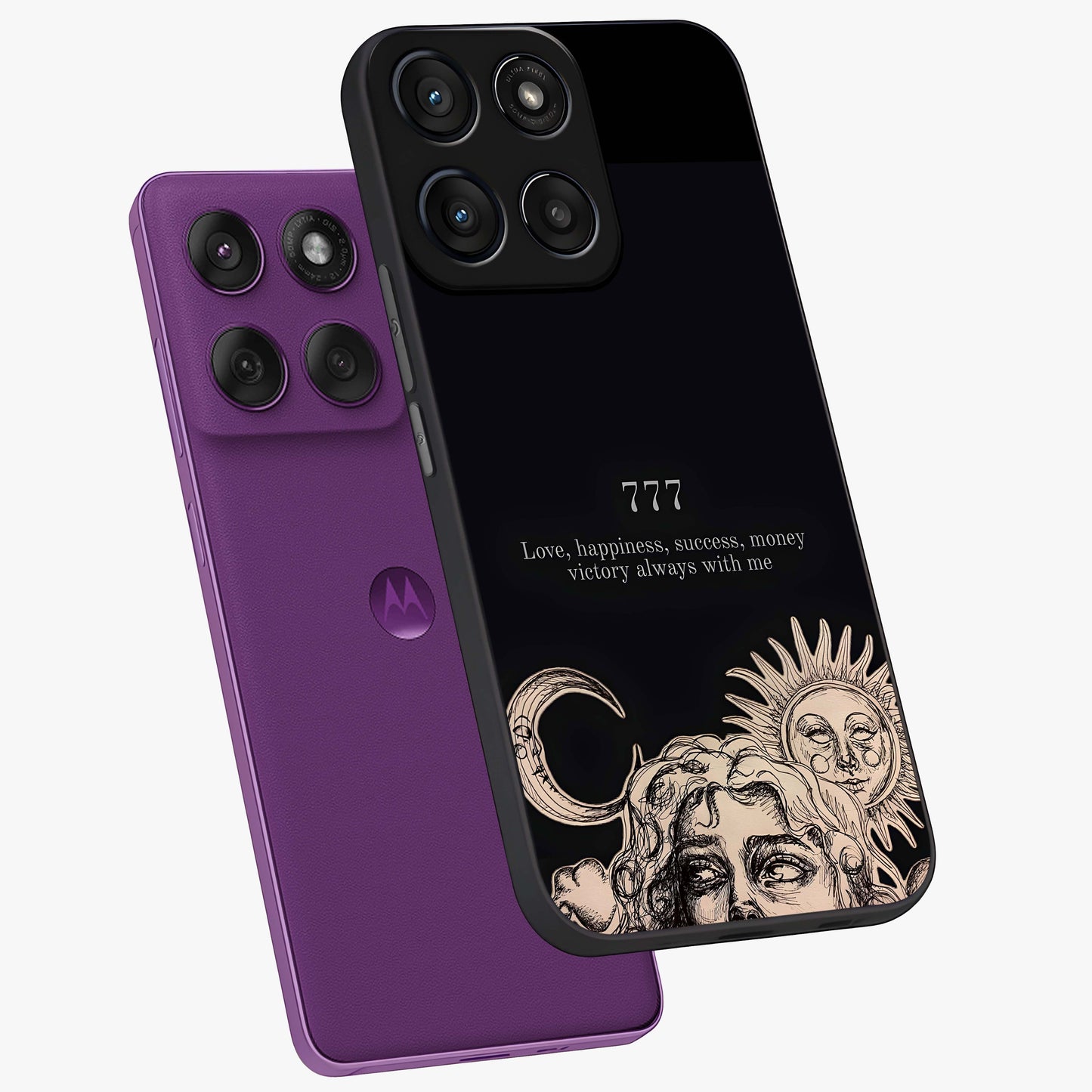 Mystic Victory Aura Glass Case displayed in angled mockup highlighting energetic aura design with bold mystical aesthetic.