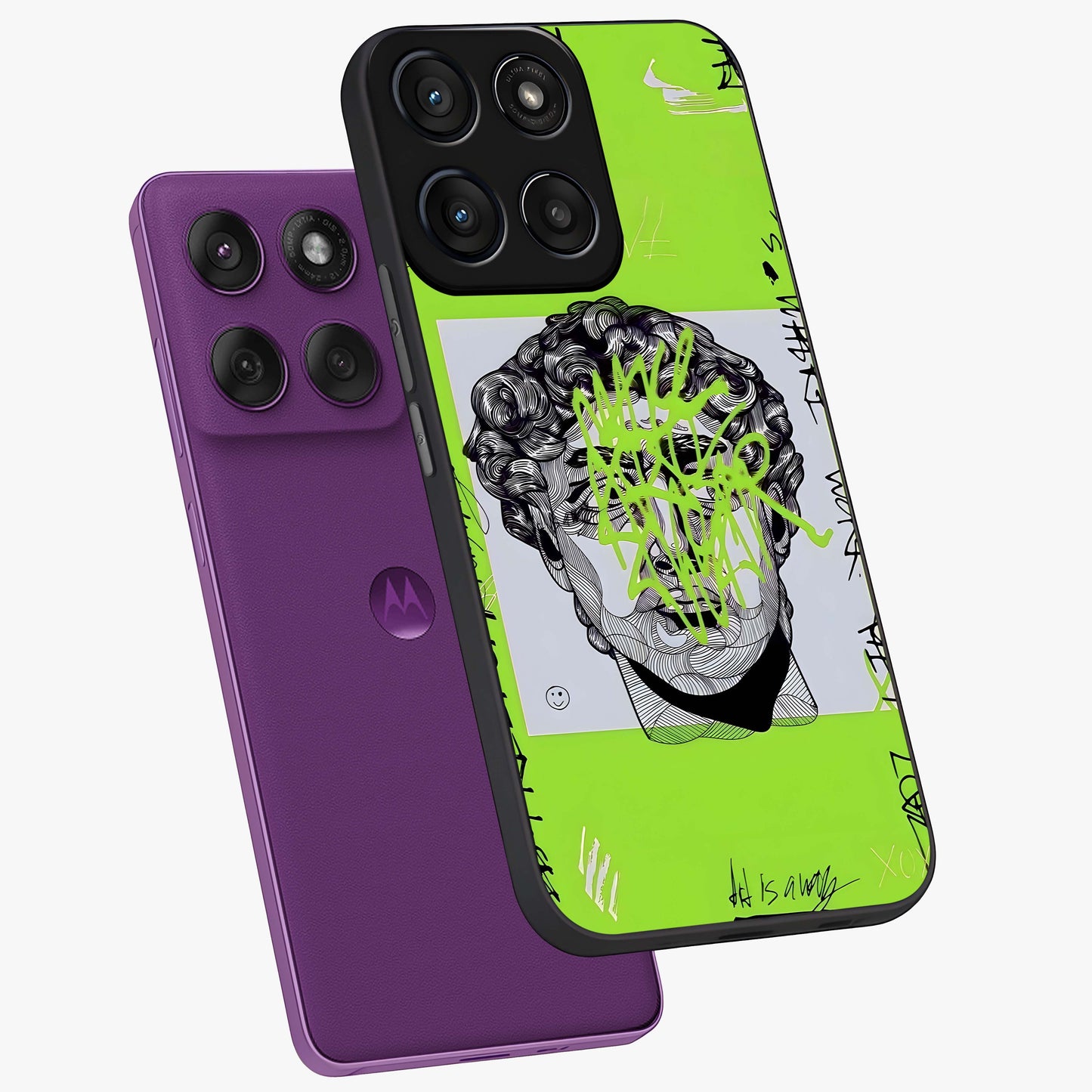 Neo Graffiti Rebellion Glass Case displayed in angled mockup highlighting urban street art design with rebellious aesthetic.