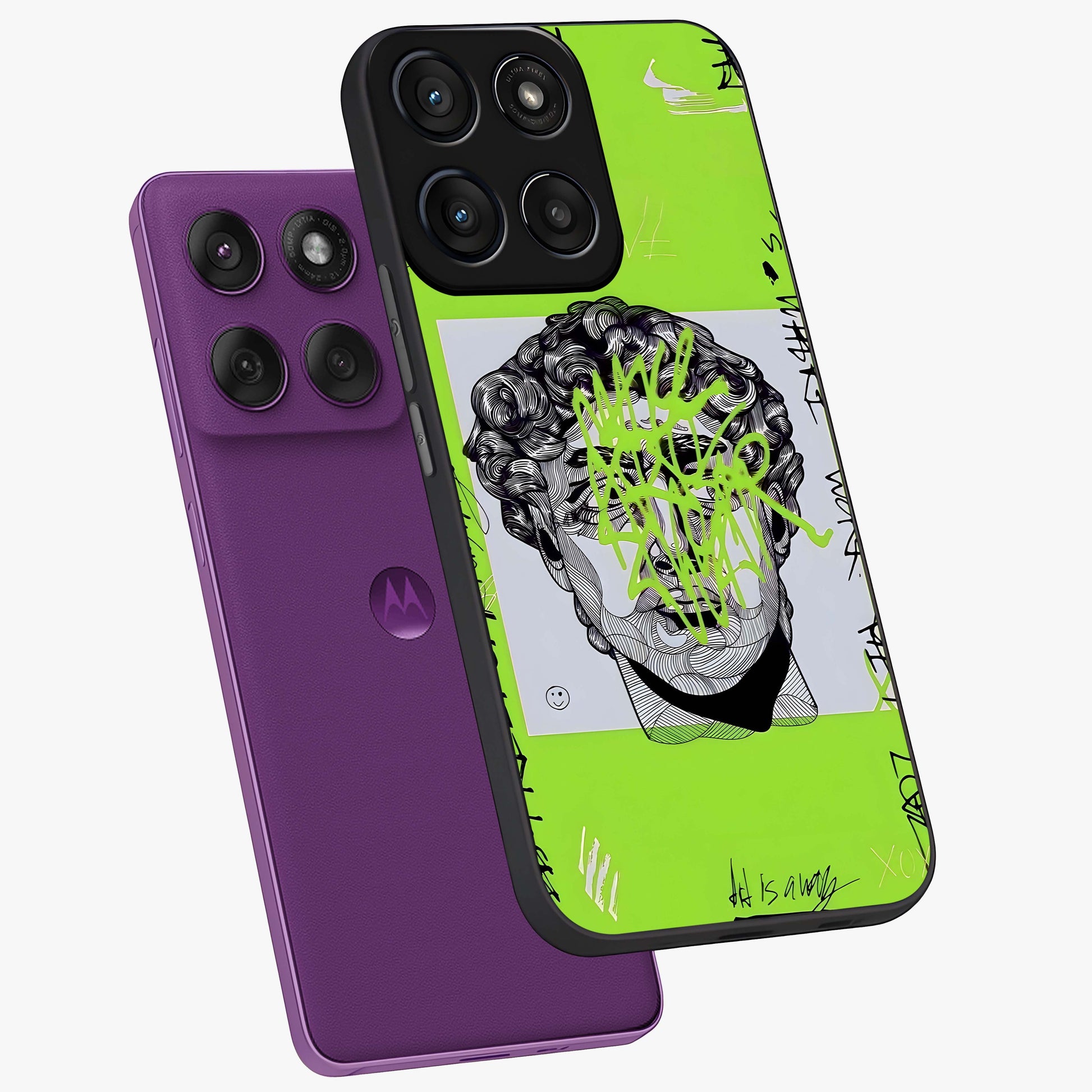 Neo Graffiti Rebellion Glass Case displayed in angled mockup highlighting urban street art design with rebellious aesthetic.