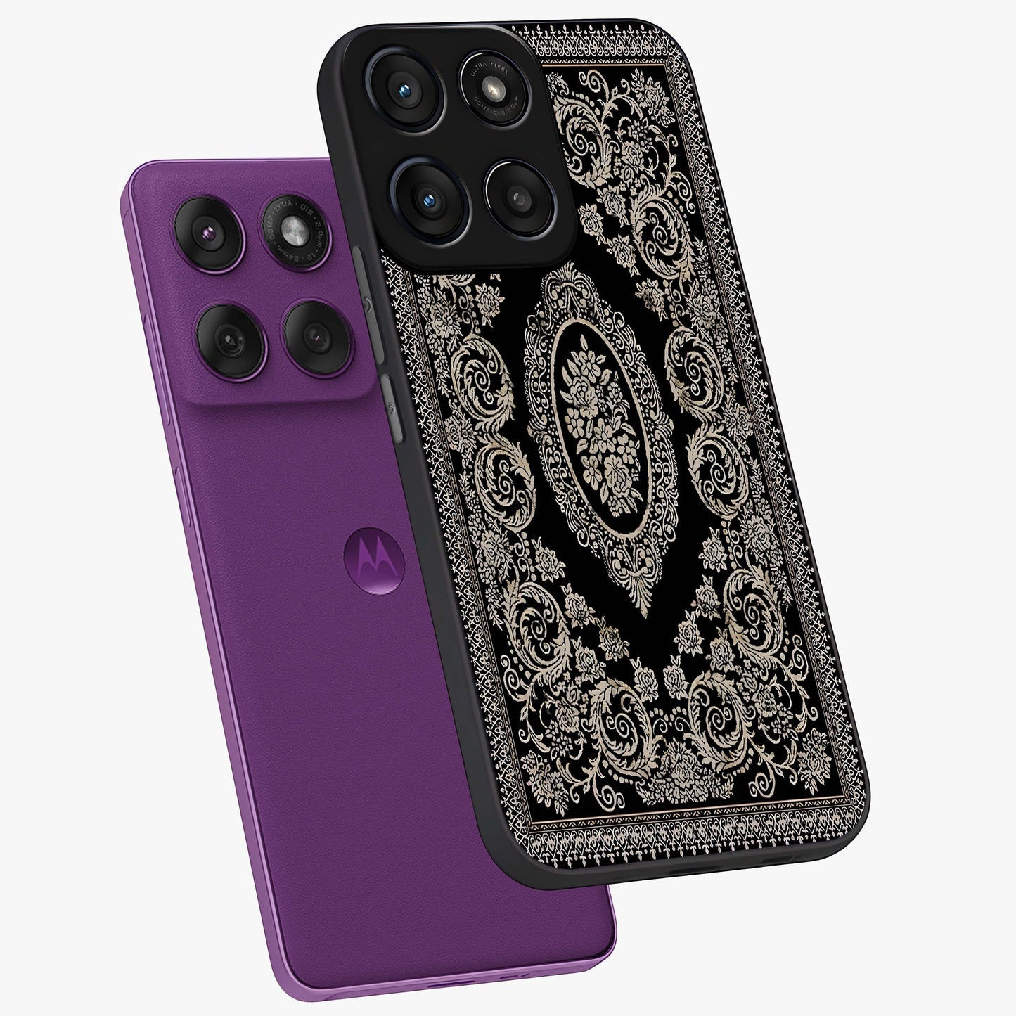 Noir Bloom Elegance Glass Case displayed in angled mockup highlighting refined flower design with stylish noir aesthetic.
