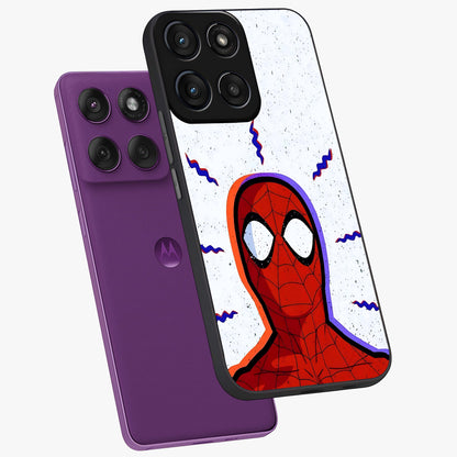 Omg Spiderman Glass Case displayed in angled mockup highlighting dynamic hero illustration with action comic aesthetic.