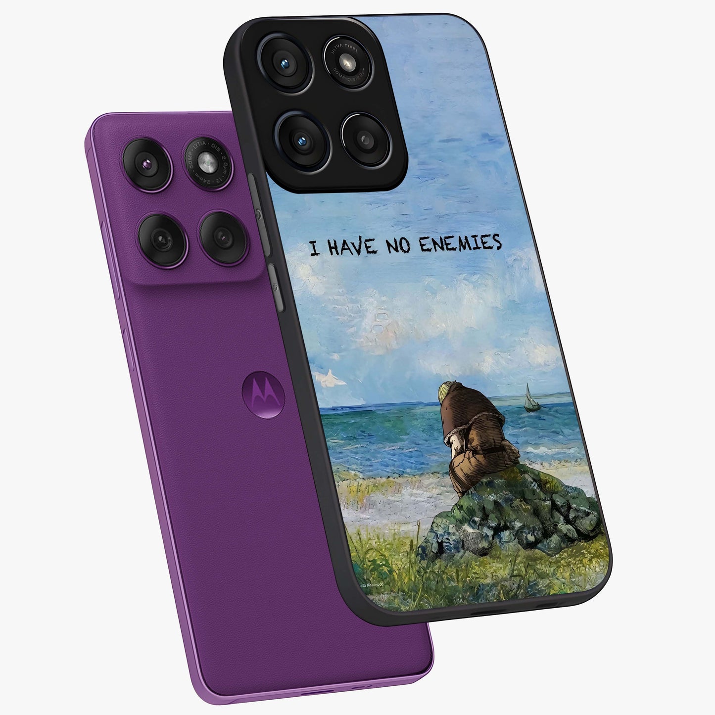Peace Beyond War Glass Case displayed in angled mockup highlighting meaningful message design with artistic aesthetic style.